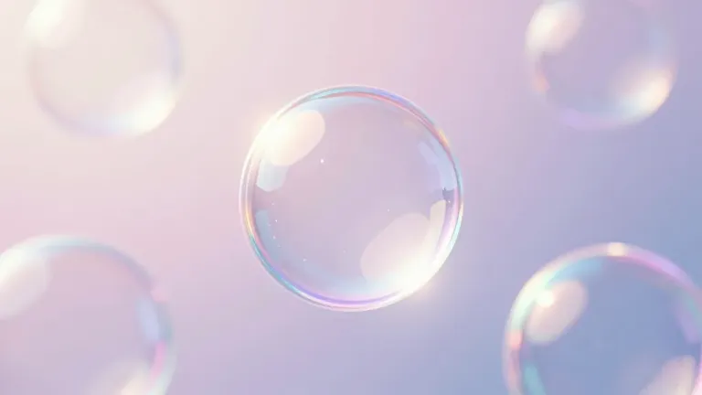 Iridescent Soap Bubbles Floating in Pastel Haze - Background - AI generated image