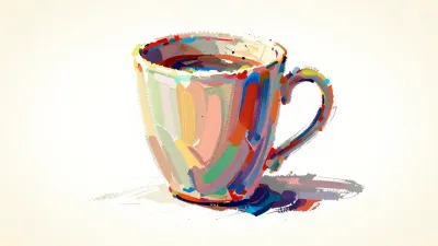 Painted Coffee Mug Glossy Texture - Food - AI generated image