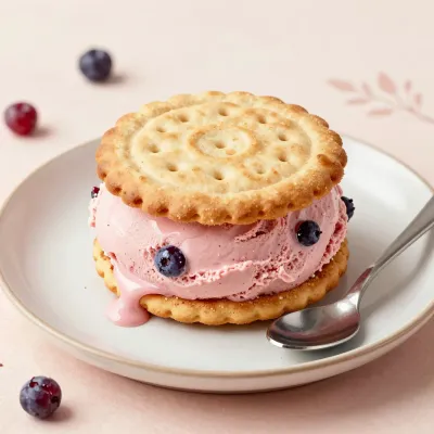 Berry Ice Cream Sandwich with Blueberries - Food - AI generated image