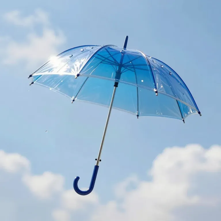 Translucent Blue Umbrella Reflecting Sunlight - Umbrella - AI generated image
