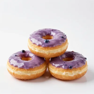 Stacked Donuts with Purple Glaze and Blueberries - Food - AI generated image