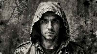 Hooded Assassin Glare - People - AI generated image