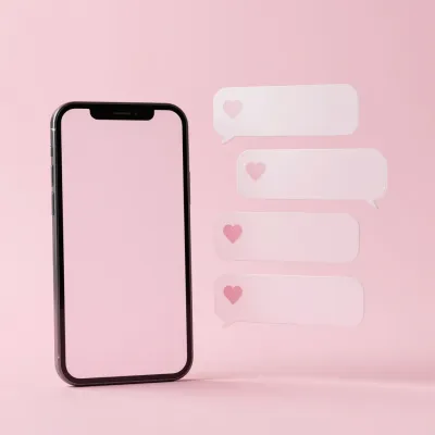 Smartphone with Blank Screen and Speech Bubbles - Technology - AI generated image