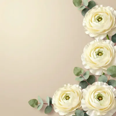 Buttercream Ranunculus Corner Arrangement - Flowers - AI generated image