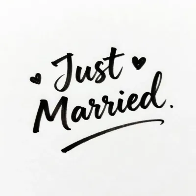 Just Married Script with Black Hearts - Wedding - AI generated image