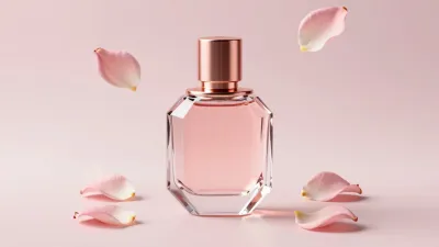Crystal Perfume Bottle with Rose Gold Cap - Beauty - AI generated image