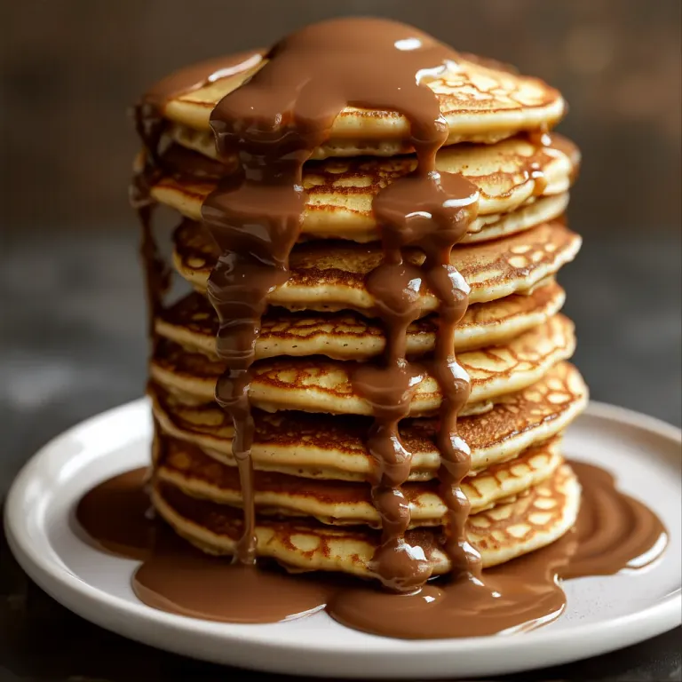 Golden Pancake Stack with Rich Mocha Sauce - Food - AI generated image