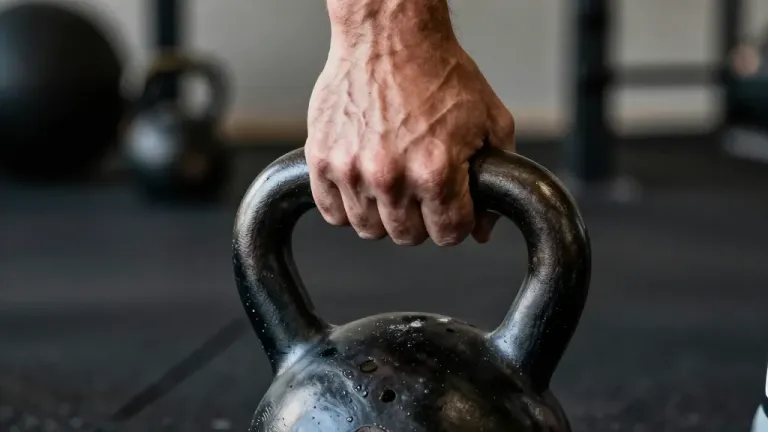 Hand Grip on Kettlebell Handle in Gym - Fitness - AI generated image