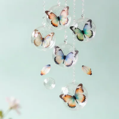 Butterfly-Orb Cascade in Soft Pastels - Decor - AI generated image