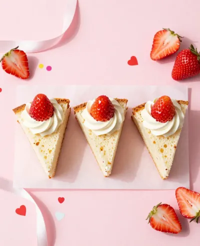 Strawberry Shortcake Slices with Frosting - Food - AI generated image