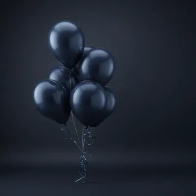 Glossy Sapphire Blue Balloons Floating in Dark Space - Event - AI generated image
