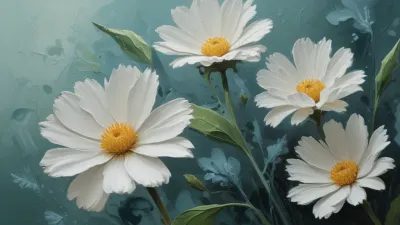 Daisies Bouquet Impasto Texture - Flowers - AI generated image