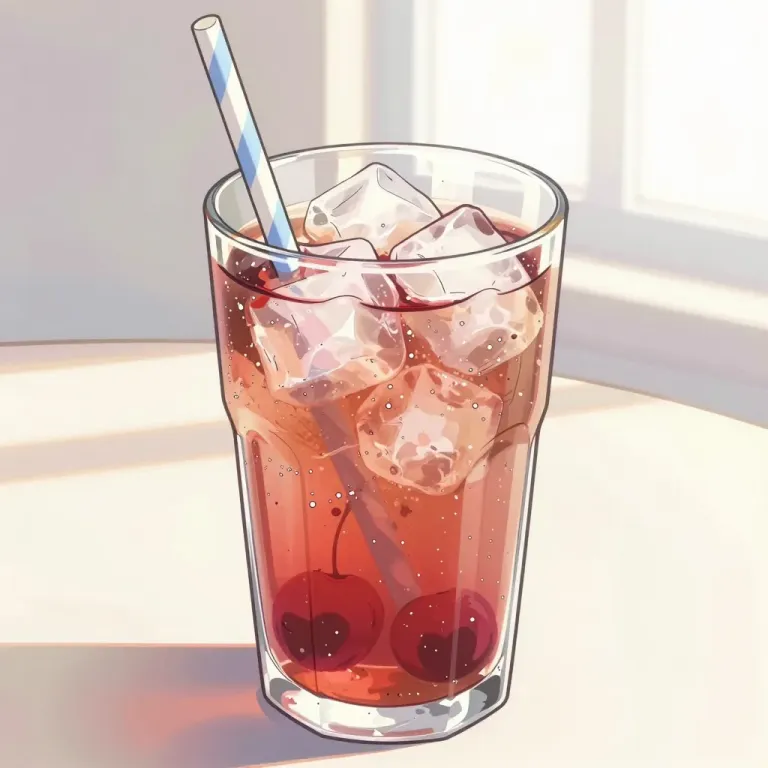 Cherry Soda with Ice Cubes and Cherries - Food and Drink - AI generated image