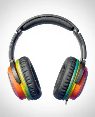 Color-Wave Headphones Vibrant Textured Design - Electronics - AI generated image