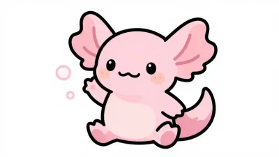 Fluffy Pink Axolotl with Large Ears - Animals - AI generated image
