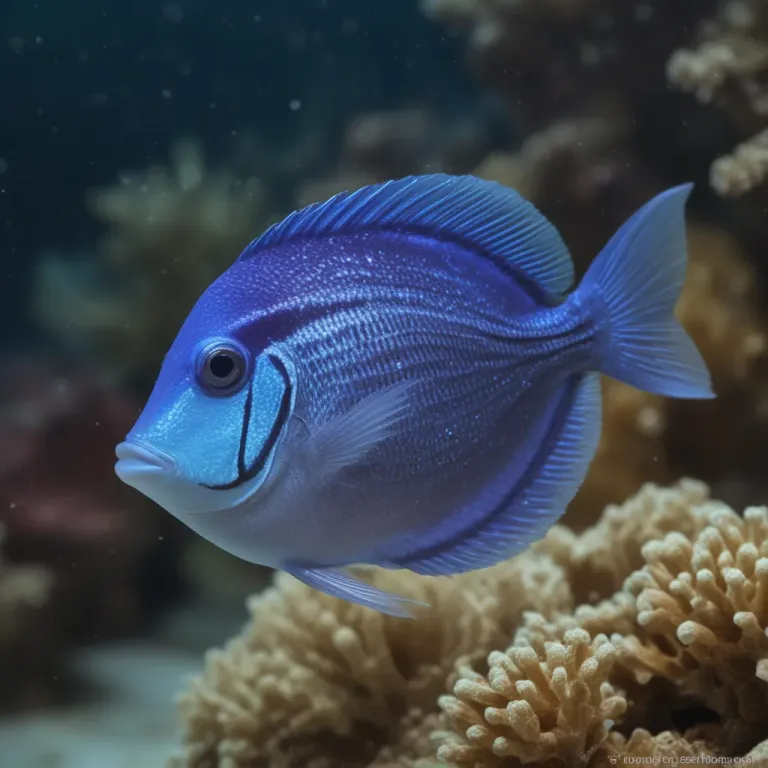 Glass-blue Tang Fish in Motion - Marine Life - AI generated image