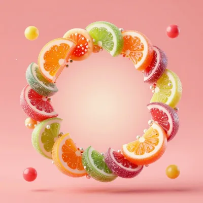 Citrus Wreath Sliced in Circle - Food - AI generated image