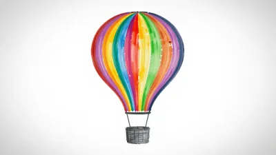 Rainbow Hot Air Balloon Floating in Soft Light - Transportation - AI generated image