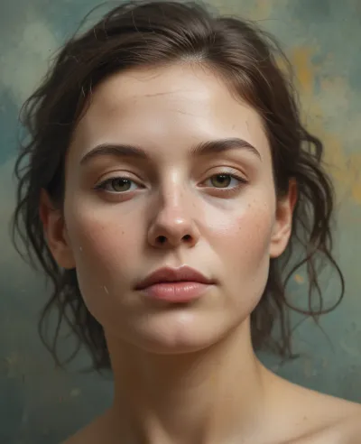 Tousled Hair Portrait with Soft Lighting - Portrait - AI generated image
