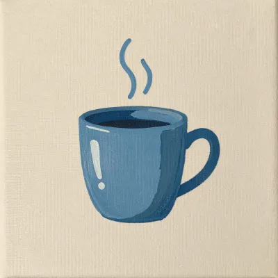 Blue Coffee Cup with Steam - Food - AI generated image
