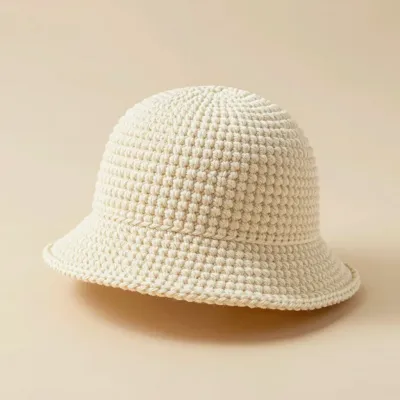 Crochet Bucket Hat Softly Lit - Fashion - AI generated image