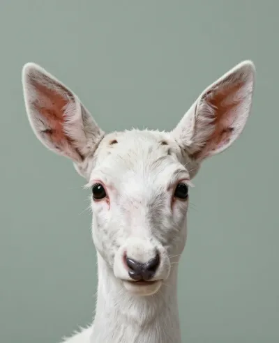 Albino Deer Head Softly Lit - Wildlife - AI generated image