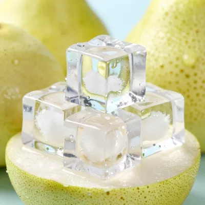 Ice Cubes Stacked on Pear Slices - Food - AI generated image