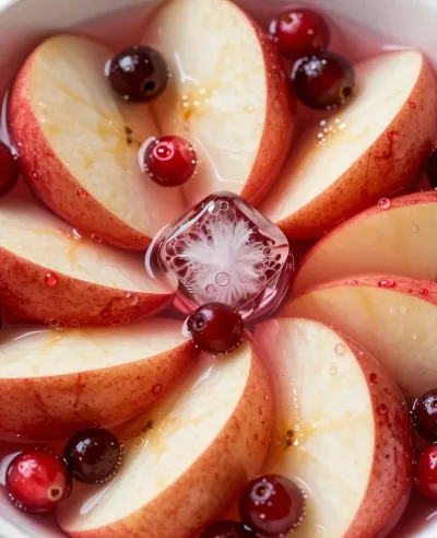 Sliced Apples and Cranberries in Fruit Drink - Food - AI generated image