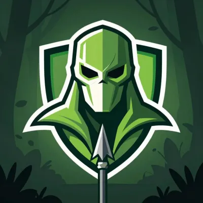 Jungle Hunter Emblem in Glossy Green - Emblem - AI generated image