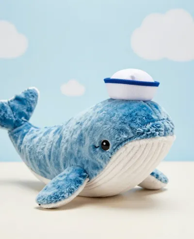 Blue Whale Plush with Sailor's Hat - Plush - AI generated image