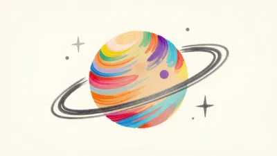 Colorful Planet with Rings in Soft Glow - Space - AI generated image