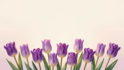 Lavender Tulips Softly Lit Border - Flowers - AI generated image