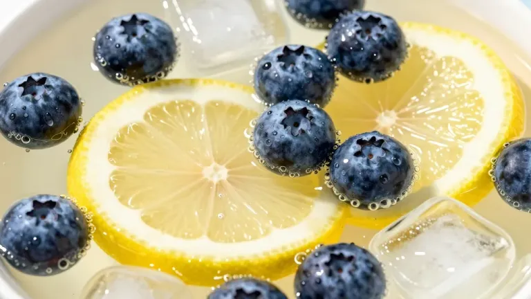 Blueberries and Lemon Slices in Glass Bowl - Food - AI generated image
