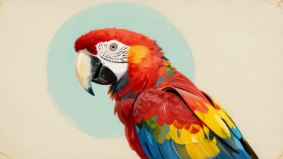 Scarlet Macaw Detailed Feathers Soft Light - Bird - AI generated image