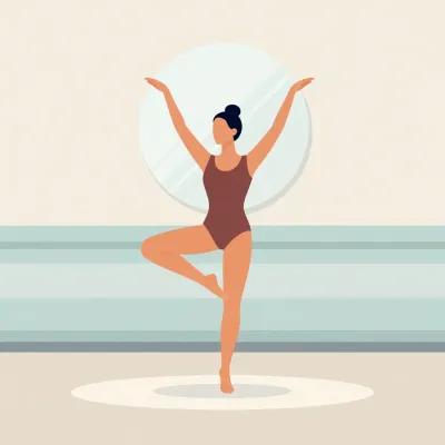 Ballet Dancer in Tree Pose on Glossy Floor - Ballet - AI generated image