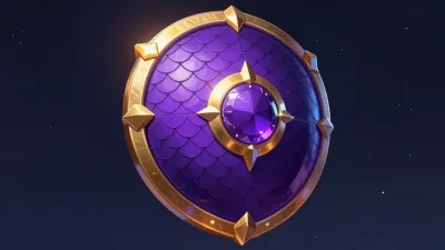 Dragon-Scale Shield Gleaming in Starry Night - Fantasy - AI generated image