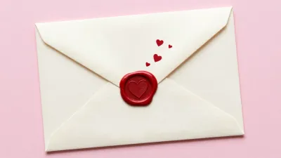 White Envelope with Red Wax Seal on Pink Background - Stationery - AI generated image