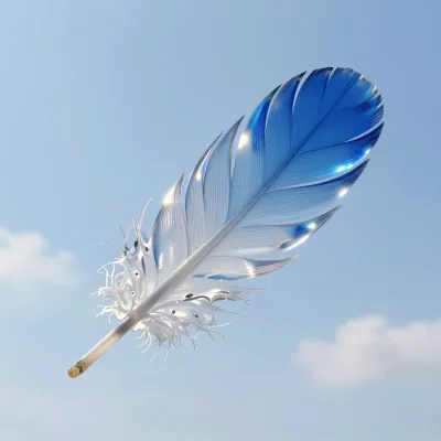 Translucent Glass Feather Floating in Sky - Nature - AI generated image
