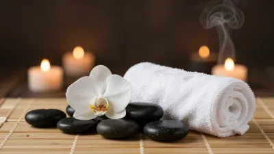 Spa Zen Serenity with Basalt Stones and Orchid Petals - Spa - AI generated image