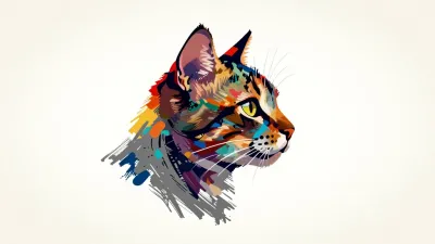 Abstract Cat Profile in Vibrant Brushstrokes - Art - AI generated image