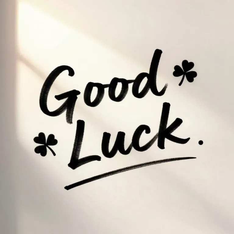 Good Luck Script with Clovers - Typography - AI generated image