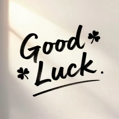 Good Luck Script with Clovers - Typography - AI generated image