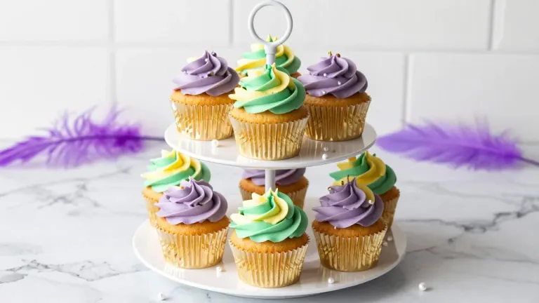 Tiered Cupcake Stand with Glossy Frosting - Bakery - AI generated image