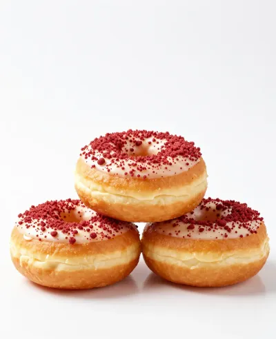 Stacked Donuts with Red Velvet Frosting - Food - AI generated image