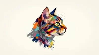 Abstract Cat Profile in Splattered Paint - Art - AI generated image