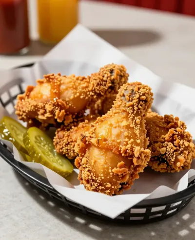 Fried Chicken Drumsticks Crispy in Basket - Food - AI generated image