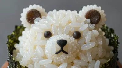 Bear-Face Sushi Roll Close-Up - Food - AI generated image