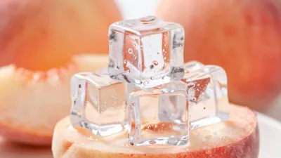Peach Slice with Ice Cubes Pyramid - Food - AI generated image