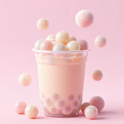 Glossy Bubble Tea with Floating Pearls - Food - AI generated image