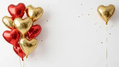 Red and Gold Heart Balloons Celebration - Celebration - AI generated image
